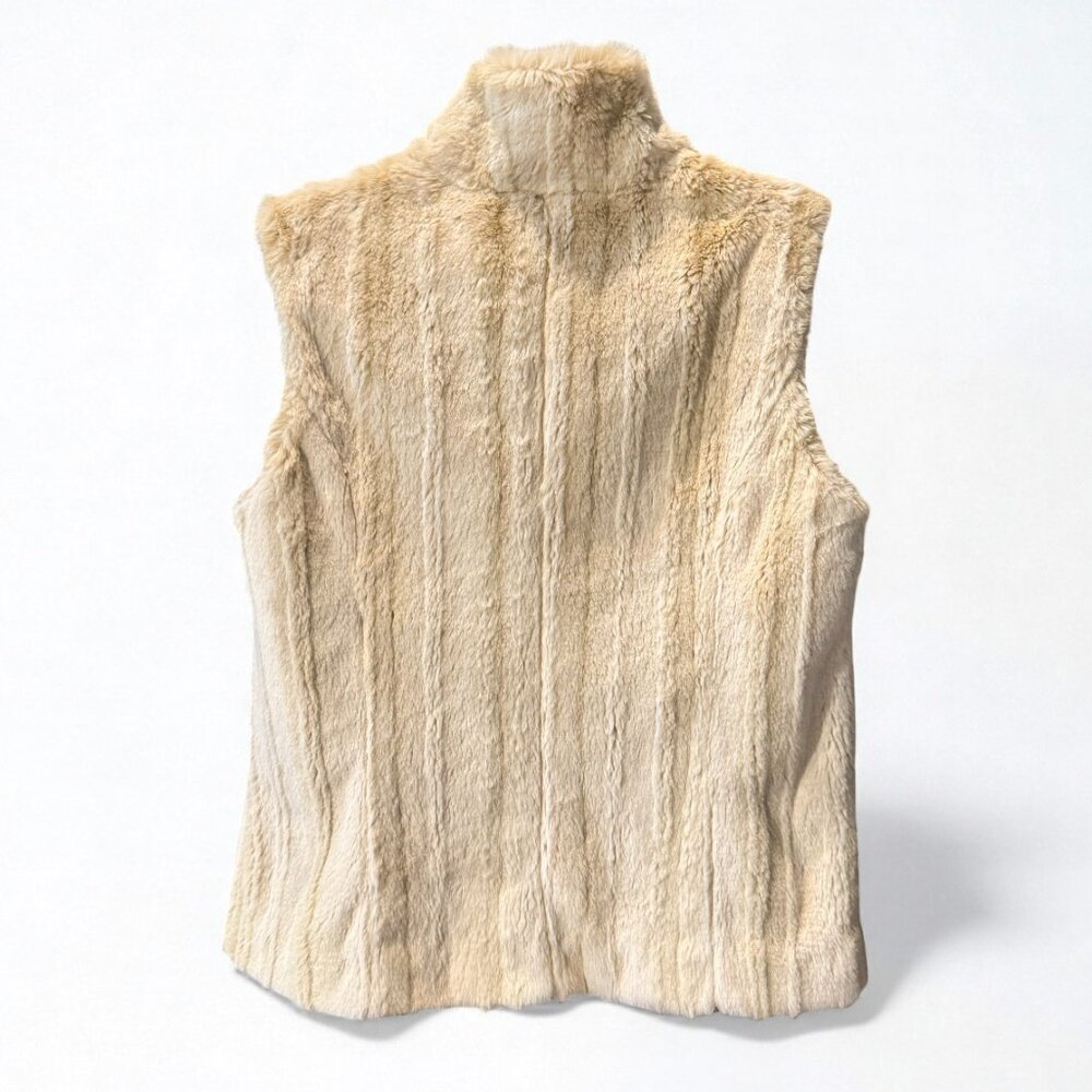 Kristen Blake Faux Fur Vest Silky Lining Gold Tan Cream Women's Size M - Picture 5 of 8